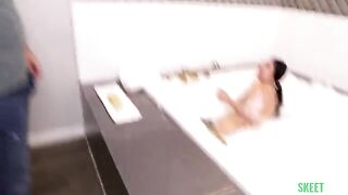 A girl with a juicy ass is getting fucked on the bed