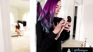 Angela White gets fucked by a stacked witch with colored hair in a steamy scene