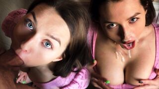A cute girl with big natural tits fucks her sloppy boyfriend