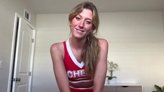 A special offer for cheerleader support from Addison Vodka, featuring her signature blonde charm and captivating blue eyes
