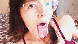 The girl sucks cock and swallows all the sperm she can