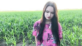 A beautiful girl has sex with her stepbrother in the cornfield