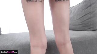 A cute girl showed her tits and was fucked on casting