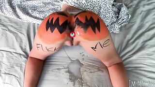 The guy smashed the pumpkin on Halloween and fucked it hard
