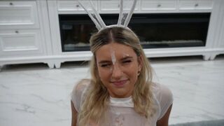 A girl adorned her face with something spooky for a Halloween party
