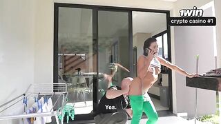 The housemaid always gets a chance to lick the cock