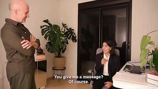 The employee's tongue works well, and she enjoys the experience immensely