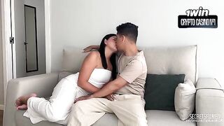A girl is full of sperm after hard and passionate sex
