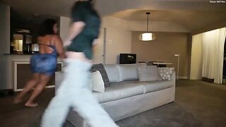 A girl with big tits likes to be slapped and squeezed them