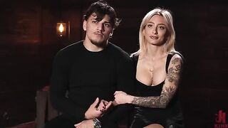 A blonde gets tied up and brought to her orgasm by a man