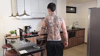 The coffee got cold while the MILF finished with a rough session