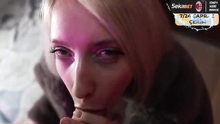 A hooker has sex in the street, covered with saliva and finished on her face