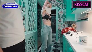 A cute girl with a great ass serves as a maid in this steamy scene