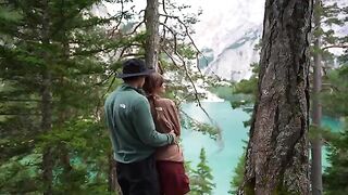 A couple makes love in the forest, overwhelmed by the scent of moss and sweat