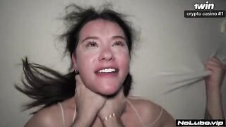 She took a huge dick and started to squirt, moaning very loudly