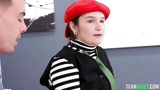 A girl with a nice ass is exposed and vulnerable in public