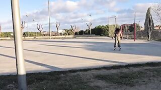 A cute girl has sex with a stranger in the middle of nowhere