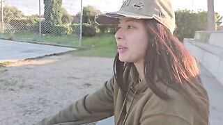 A cute girl has sex with a stranger in the middle of nowhere