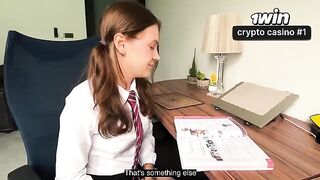 A schoolgirl is doing her homework with her stepbrother in 2026