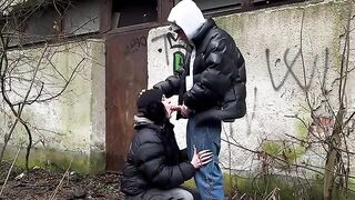 A passionate girl was caught and fucked in public place