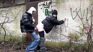 A passionate girl was caught and fucked in public place
