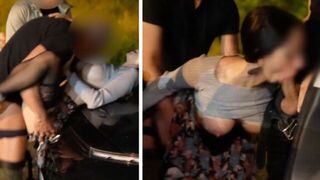 A car sex park encounter with strangers turns into an orgy