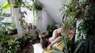 The couple enjoyed sensual sex right on the couch at home