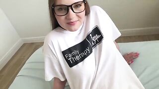 A girl is having fun with her stepbrother at home