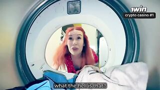 A girl got stuck in the washing machine and had sex