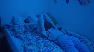 The couple has sex in the bedroom, exploring each other intimately