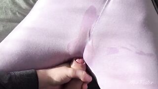 I rub my wet pussy with my thumb, imitating my stepsister in a kinky roleplay scene