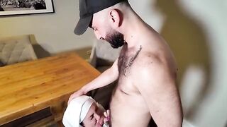 An uninhibited girl has sex with two muscular men in a steamy scene
