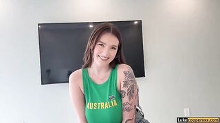 A cloth gets in the way of hot Aussie step-sis action
