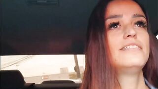 The girl shows her body to the guy in the car