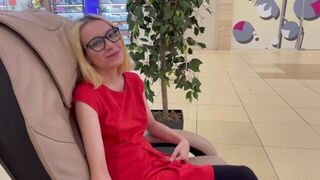 A girl is ready to do anything for money, even in public toilet