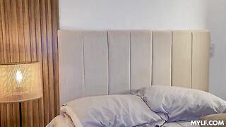 A blonde forgets her shame and jumps on top of him with passion