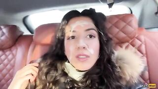 Fireworks of cum on the face of a beautiful woman, a breathtaking sight