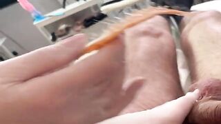 Russian beauty SugarNadya waxes her client’s dick in POV style