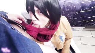A surprise blowjob after being shoved — like a bolt from the blue