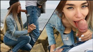 A young and sexy girl Veronika Charm is fucking on the beach