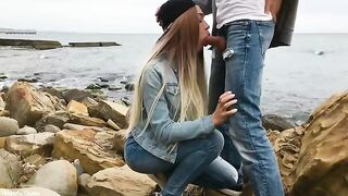 A young and sexy girl Veronika Charm is fucking on the beach