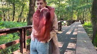 Babe got her pussy licked publicly and got fucked with a butt plug