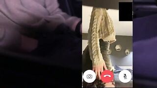 A wife fucks a stranger and shares the moment with her husband over video call