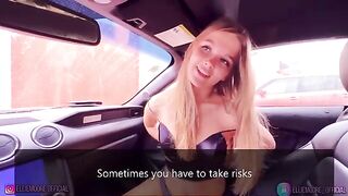 A beautiful girl fell in love and had sex in the car with a guy